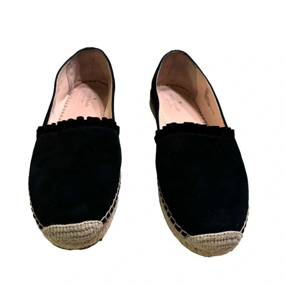kate spade Black Suede Espadrille Flats